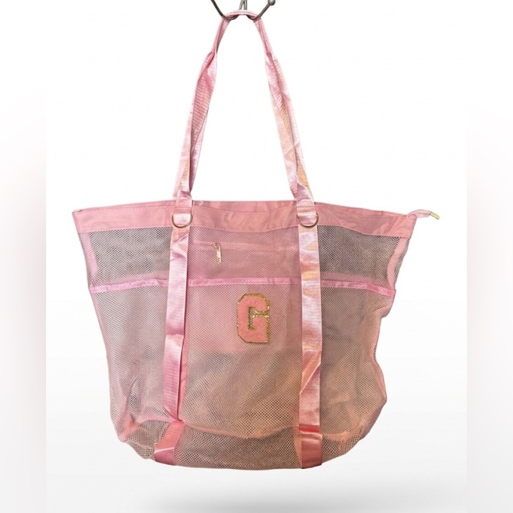 Mesh Tote Bag with Gold 'G' Accent & Bonus Bag
